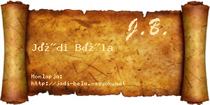Jádi Béla névjegykártya